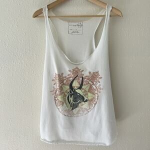 Free People Bull Horoscope Graphic Tank Top Taurus Astrology We the Free Size L